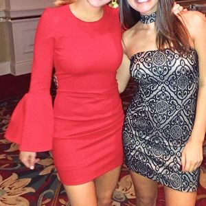 Worn once, Lulu’s red bodycon dress